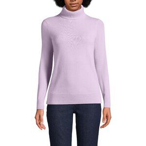 Lands' End 100% Cashmere Turtleneck Sweater Purple Lilac Size XL